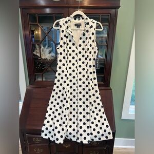 Jessica Howard Navy and White Polka Dot Midi Dress